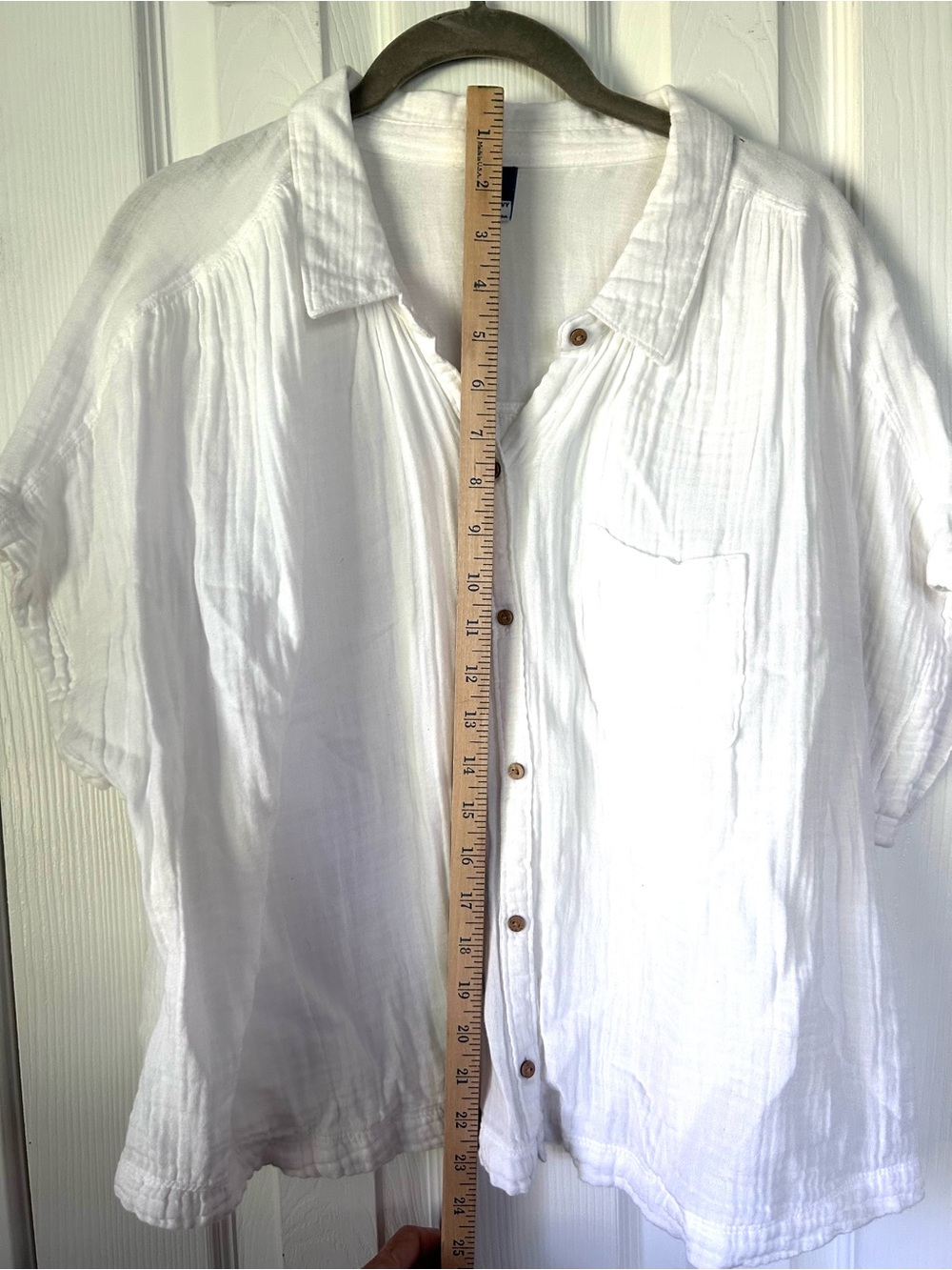 Old Navy White Gauze Cotton Button Front Shirt Women’s Large - Picture 4 of 6